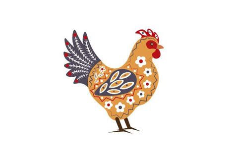 Chicken Folk Art Style SVG Cut file by Creative Fabrica Crafts ...