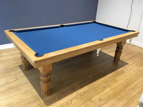 8ft Pool Dining Table in Oak & Blue - Pool Table