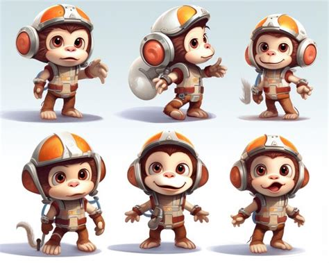 Premium Photo | 3D astronaut Monkey chimp in space suit sprites on white background