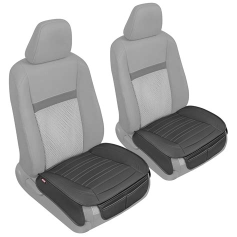 Motor Trend Seat Covers for Cars Trucks SUV, Faux Leather 2-Pack Black Padded with Storage ...