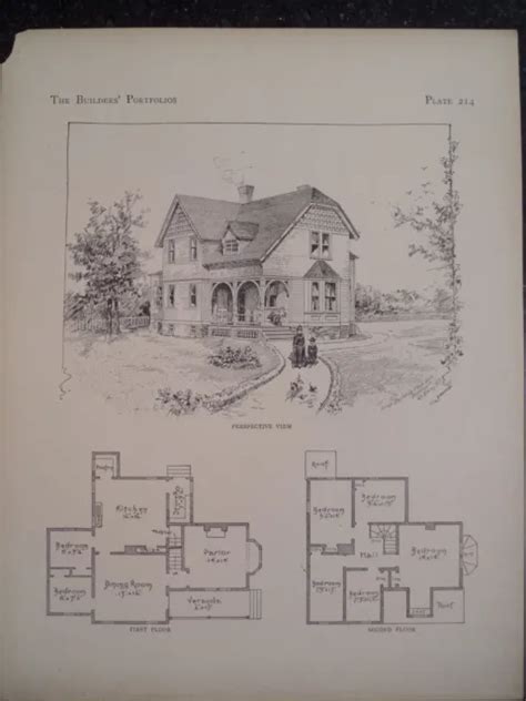 VICTORIAN DESIGN ARCHITECTURE Shingled Country House Plan Historic 1885 #214 £21.95 - PicClick UK