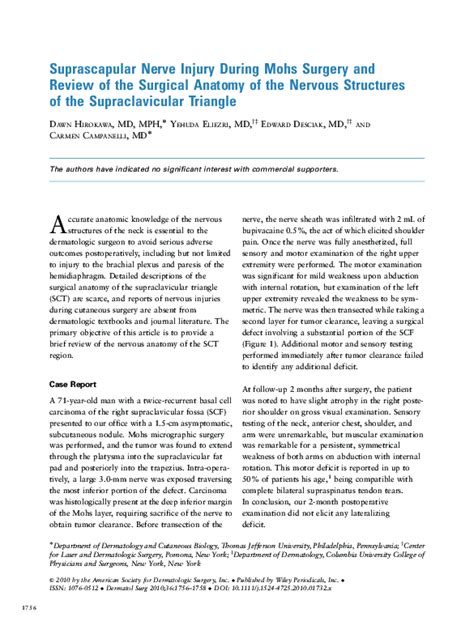 (PDF) Suprascapular Nerve Injury During Mohs Surgery and Review of the ...