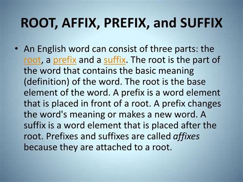 PPT - Roots and Affixes PowerPoint Presentation, free download - ID:1892552