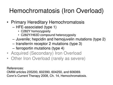 PPT - Hemochromatosis and Iron Overload PowerPoint Presentation, free download - ID:468414