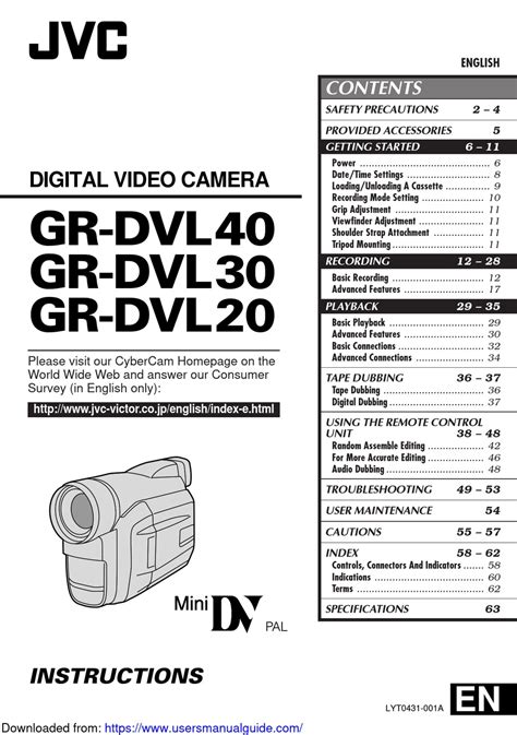 JVC GR-DVL30 INSTRUCTIONS MANUAL Pdf Download | ManualsLib