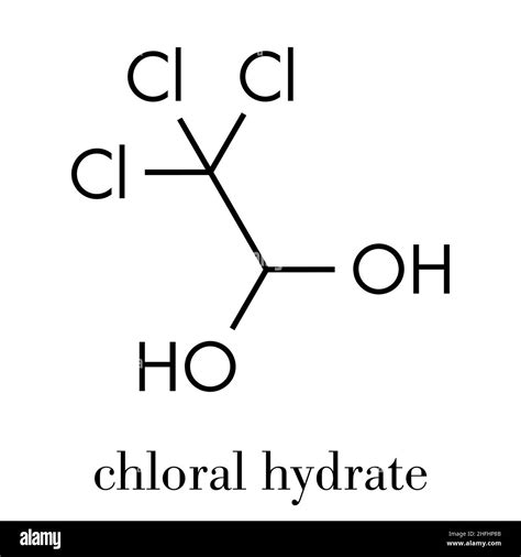 Chloral hydrate sedative and hypnotic drug molecule. Skeletal formula ...