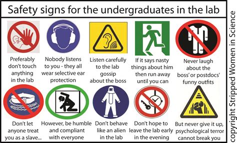 Stripped Women in Science: Safety signs for undergraduates in the lab