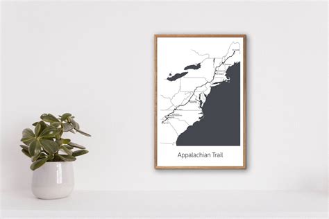 Appalachian Trail Map Trail Map AT Poster Gift for Hiker Appalachian ...