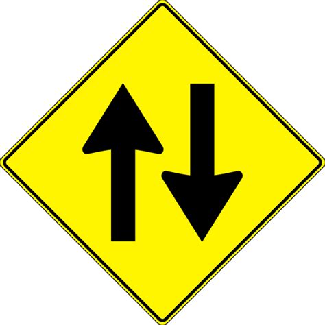 yellow road sign - two way traffic | Free SVG