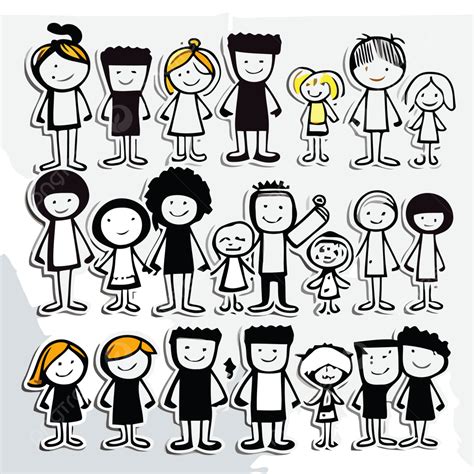 Illustrations In Paper Of Different People Holding Children Clipart Vector, Stick Figure Family ...