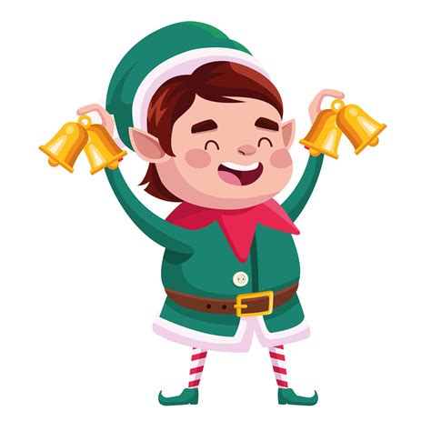 cute santa helper christmas character with golden bells 2523094 Vector Art at Vecteezy