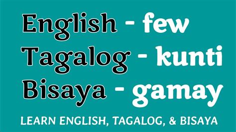 Learn ENGLISH, TAGALOG, AND BISAYA Dictionary PART 1 - YouTube