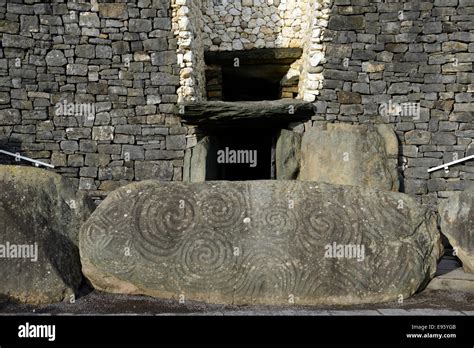 Newgrange megalithic passage tomb entrance stone doorway light box ...