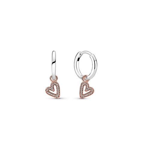 Sparkling Freehand Heart Hoop Earrings - Pandora Rose™ | PANDORA ...