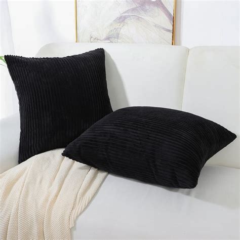 PiccoCasa 2Pcs Soft Corduroy Throw Pillow Covers, 18 x 18 Inch Striped ...