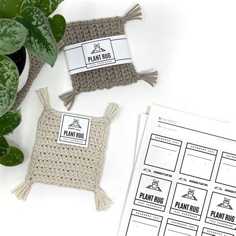 PRINTABLE Plant Rug Tags Wrap Labels Downloadable PDF Bold Style Handmade Packaging Tags for ...