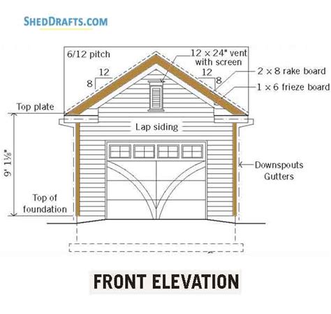 14×24 One Car Garage Shed Plans