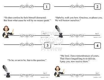 Hamlet Act 3 Quotes Bingo Game and Task Cards by Sweetie's | TpT