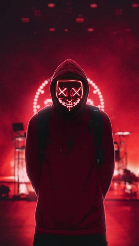 Mask Boy Neon Mask Wallpaper 4k