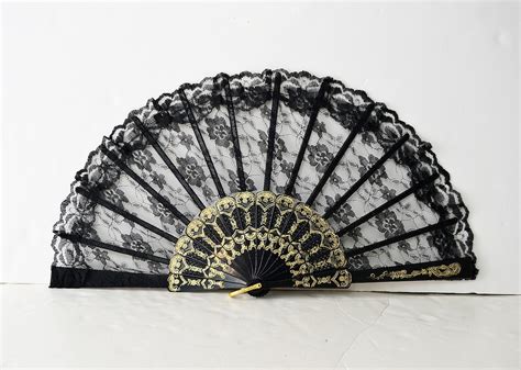 Lace Fan, Black Fan, Vintage Fan, Folding Fan, Black Lace Fan, Spanish Fan, Women's Gift, Summer ...