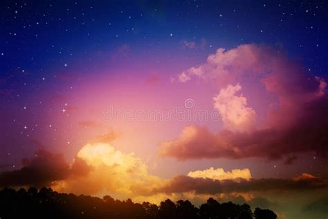 Colorful Night Sky with Stars Stock Photo - Image of cosmos, forest: 247614436