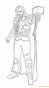 Superhero Thor With Hammer Coloring Page  Free Printable Pages sketch template