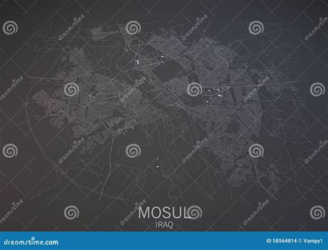 Map of Mosul, Iraq, Satellite View Stock Illustration - Illustration of areas, satellite: 58564814