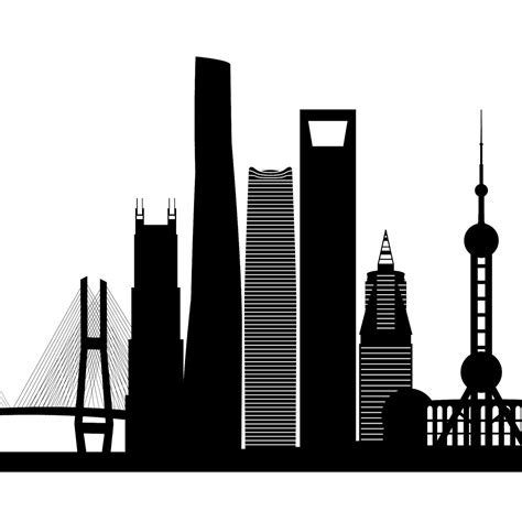 Shanghai Skyline Printable Shanghai China Black White Wall | Etsy