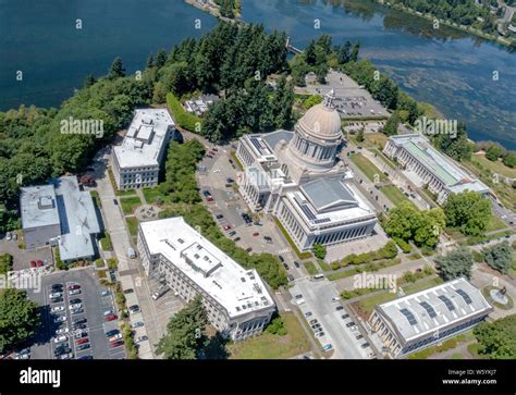 Aerial view of Washington State Capitol building and complex with ...