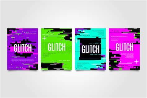 Free Vector | Graphic design glitch cover collection