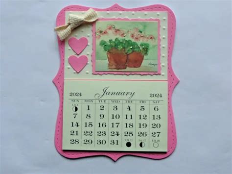 PINK GERANIUM WATERCOLOR Flowers 2024 Mini Magnetic Calendar Tear Off Pages $5.99 - PicClick