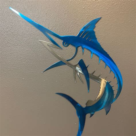 Marlin Metal Wall Art Decoration Skilwerx 22 x 11 Ocean Nautical Marine ...