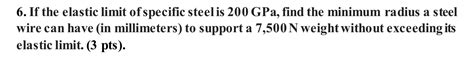 Solved а 6. If the elastic limit of specific steel is 200 | Chegg.com