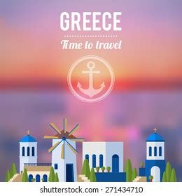 Greece Landmarks Sunset Travel Banner Design Stock Vector (Royalty Free) 271434710 | Shutterstock