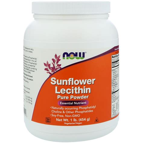 Now Foods, Sunflower Lecithin, Pure Powder, 1 lb (454 g) - iHerb