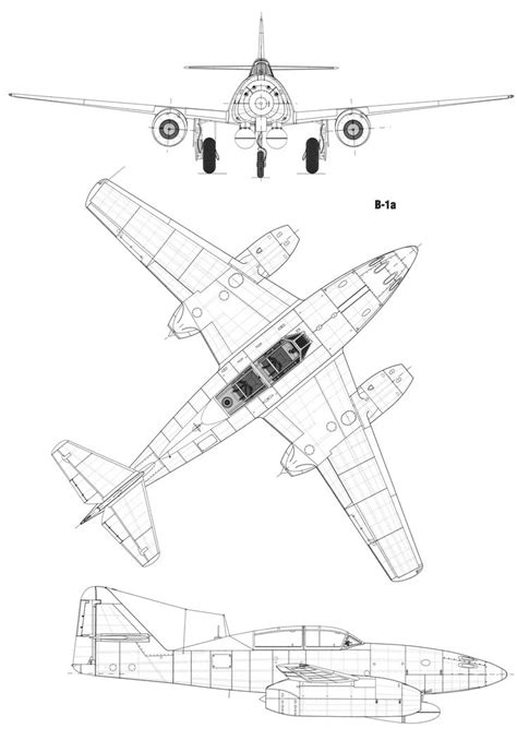 Messerschmitt Me 262 Blueprint - Download free blueprint for 3D ...