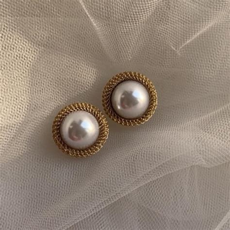 ANTIQUE PEARL Stud Earrings Vintage White Pearl Studs - Etsy