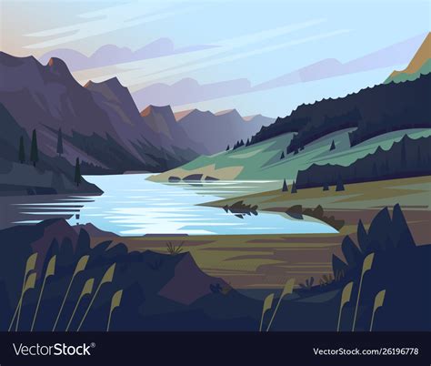 Mountain lake landscape Royalty Free Vector Image