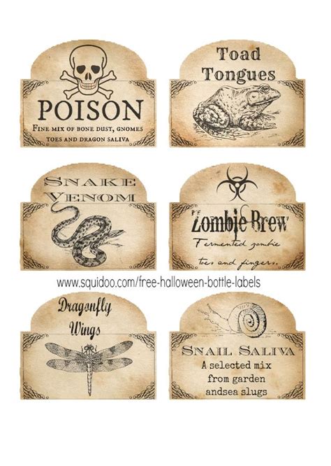 Free Printable Halloween Bottle Labels & Potion Labels | Halloween bottle labels, Halloween ...