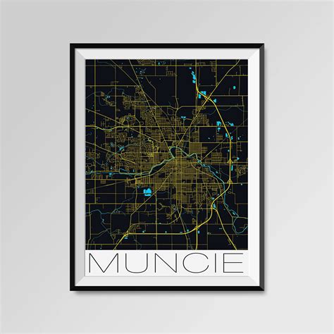 MUNCIE Indiana Map Muncie City Map Print Muncie Map Poster | Etsy