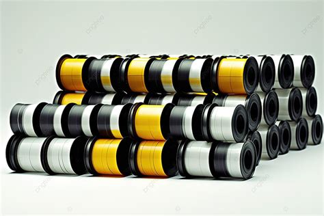 Black And White Film Reel On A White Background With Multiple Spools ...