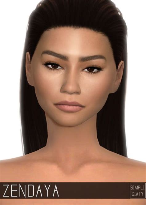 Simpliciaty: Zendaya skin • Sims 4 Downloads | Sims 4 characters, The sims 4 skin, Sims 4