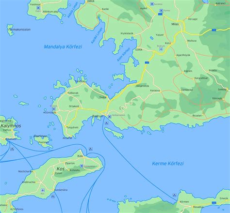 Map of surroundings of Bodrum - Ontheworldmap.com