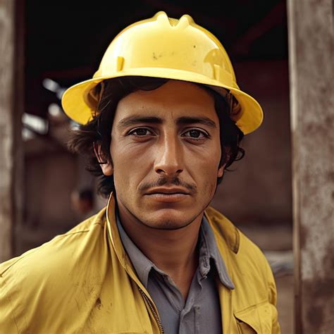 Premium AI Image | Portrait of a worker with yellow hard hat and ...