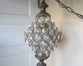 Items similar to Stunning Pair of Very Heavy Mid Century ~ Hollywood Regency Hanging Swag Lamps ...