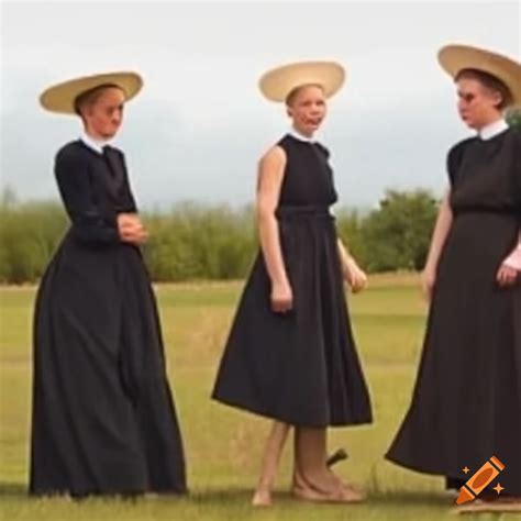 Amish people in traditional clothing on Craiyon