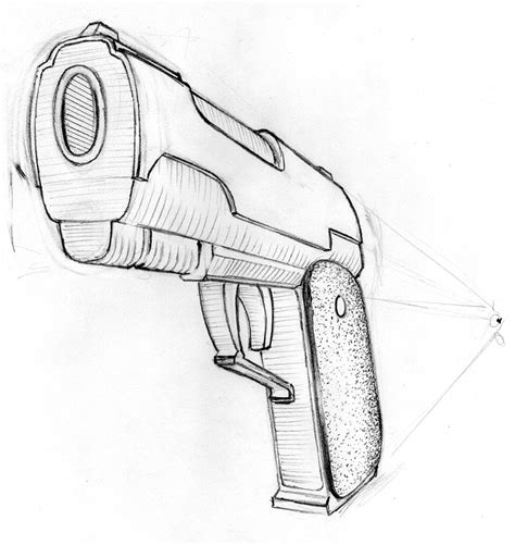 How to Draw 3D Guns (Pistol), 1 Point Perspective - Ashcan Comics Pub ...