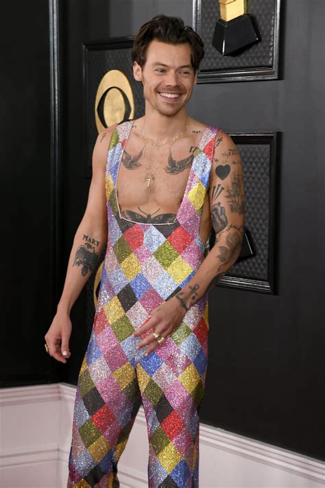 Harry Styles Brought Biceps and a Rainbow Jumpsuit to the 2023 Grammys Red Carpet