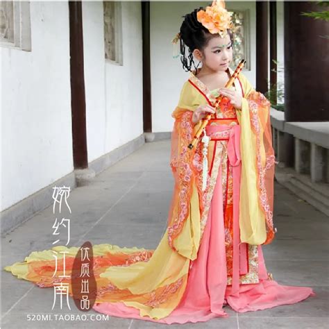 Tang Dynasty Tailed Princess Costume Ancient Chinese Princess Costume for Little Girl ...