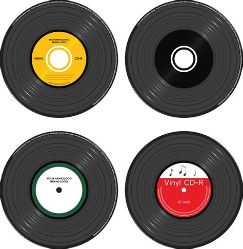 Collection of 4 vinyl cd labels, and design vector for music art and ...